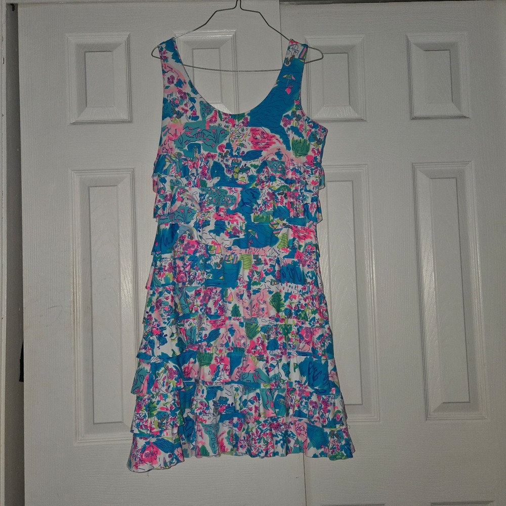 Lulu-B Cha Cha Dress UPF50+ Cooling Effect Small Layered Ruffle Sleeveless Small